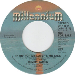 Tommy James Payin' For My Lover's Mistake USED VINYL 7INCH 45 RPM PROMO STEREO MONO