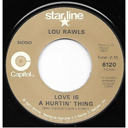 Lou Rawls Love Is A Hurtin' Thing / Memory Lane USED VINYL 7INCH 45 RPM SINGLE MONO