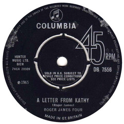 The Roger James Four A Letter From Kathy USED VINYL 7INCH 45 RPM SINGLE
