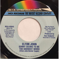 Elton John Sorry Seems To Be The Hardest Word USED VINYL 7INCH SINGLE 45 RPM
