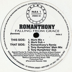 Romanthony Falling From Grace (Remixes) USED VINYL 12INCH 33 S RPM