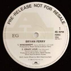 Bryan Ferry Windswept USED VINYL 12INCH EP PROMO