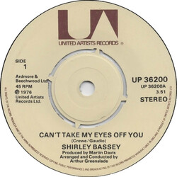 Shirley Bassey Can't Take My Eyes Off You USED VINYL 7INCH SINGLE