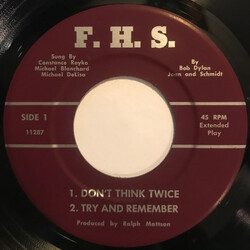 F.H.S. Don't Think Twice USED VINYL 7INCH 45 RPM EP