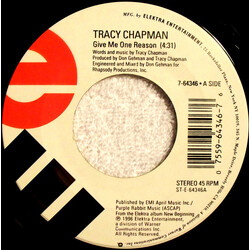 Tracy Chapman Give Me One Reason / The Rape Of The World USED VINYL 7INCH 45 RPM STEREO