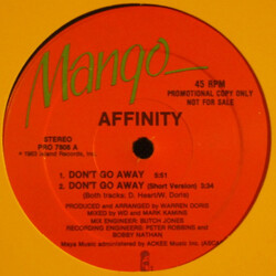 Affinity (2) Don't Go Away USED VINYL 12INCH PROMO 45 RPM
