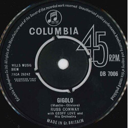 Russ Conway / Geoff Love & His Orchestra Gigolo Vinyl 7" USED