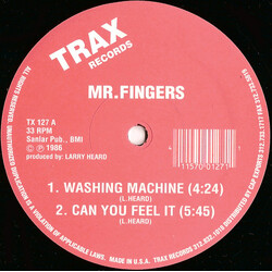 Mr. Fingers Washing Machine USED VINYL 12INCH 33 S RPM REISSUE