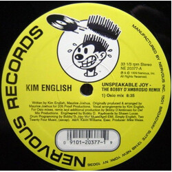 Kim English Unspeakable Joy (The Bobby D'Ambrosio Remixes) USED VINYL 12INCH