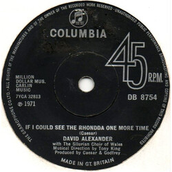 David Alexander (9) If I Could See The Rhondda One More Time USED VINYL 7INCH 45 RPM SINGLE