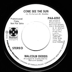 Malcolm Dodds Come See The Sun USED VINYL 7INCH 45 RPM SINGLE PROMO