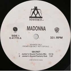 Madonna Secret USED VINYL 12INCH 33 S RPM ADVANCE PROMO