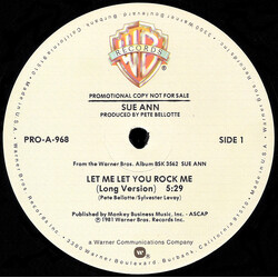 Sue Ann Carwell Let Me Let You Rock Me USED VINYL 12INCH PROMO 33 S RPM