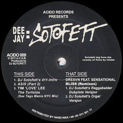 Dj Sotofett Acido Records Presents DJ Sotofett USED VINYL 12INCH REISSUE 33 S RPM
