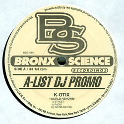 K-Otix World Renown / Front Row USED VINYL 12INCH 33 S RPM PROMO