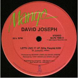 David Joseph Let's Live It Up (Nite People) USED VINYL 12INCH 33 S RPM