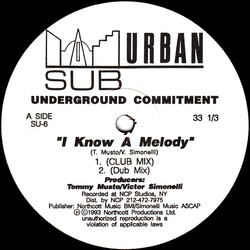 Underground Commitment I Know A Melody USED VINYL 12INCH 33 S RPM