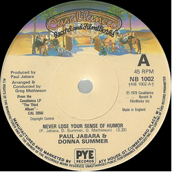 Paul Jabara / Donna Summer Never Lose Your Sense Of Humor Vinyl 7" USED