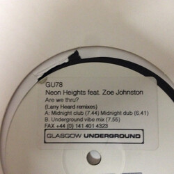 Neon Heights / Zoë Johnston Are We Thru? (Remixes) USED VINYL 12INCH 33 S RPM WHITE LABEL
