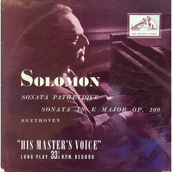 Solomon (6) / Ludwig van Beethoven Sonata In C Minor Op. 13 (Pathetique); Sonata In E Major Op. 109 Vinyl LP USED