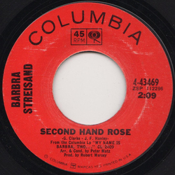 Barbra Streisand Second Hand Rose Vinyl 7" USED