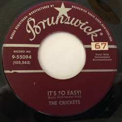 The Crickets (2) It's So Easy / Lonesome Tears Vinyl 7" USED