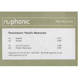 Fenomenon Pacific Memories USED VINYL 12INCH PROMO WHITE LABEL