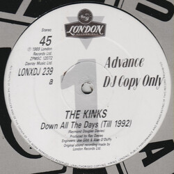 The Kinks Down All The Days (Till 1992) Vinyl 12" USED