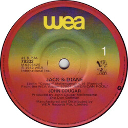 John Cougar Mellencamp Jack & Diane USED VINYL 7INCH SINGLE 45 RPM