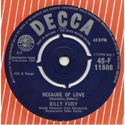 Billy Fury Because Of Love Vinyl 7" USED