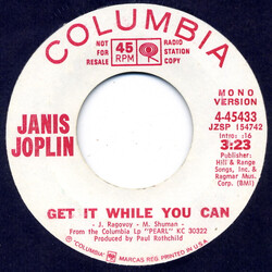 Janis Joplin Get It While You Can Vinyl 7" USED