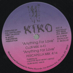Kiko (7) Anything For Love USED VINYL 12INCH 33 S RPM