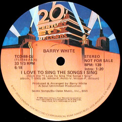 Barry White I Love To Sing The Songs I Sing Vinyl 12" USED