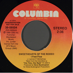 Sweethearts Of The Rodeo I Feel Fine Vinyl 7" USED