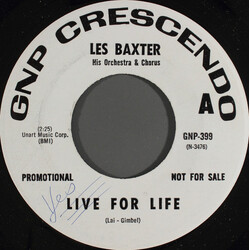 Les Baxter Live For Life Vinyl 7" USED