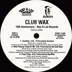 Various Club Wax (10th Anniversary - Rap-A-Lot Records) Vinyl 12" USED