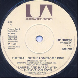Laurel & Hardy The Trail Of The Lonesome Pine Vinyl 7" USED