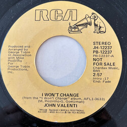John Valenti I Won't Change (Stereo/Mono) Vinyl 7" USED