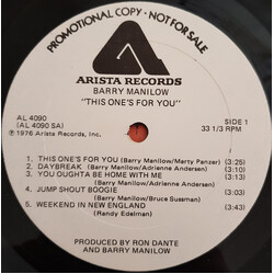 Barry Manilow This One's For You Vinyl LP USED