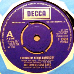 The Graeme Edge Band Everybody Needs Somebody Vinyl 7" USED