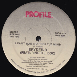 Spyder-D / DJ Doc I Can't Wait (To Rock The Mike) Vinyl 12" USED
