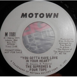 The Supremes / Four Tops You Gotta Have Love In Your Heart USED VINYL 7INCH 45 RPM SINGLE PROMO