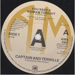 Captain And Tennille You Need A Woman Tonight Vinyl 7" USED