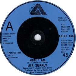 Air Supply Here I Am / Don't Turn Me Away Vinyl 7" USED