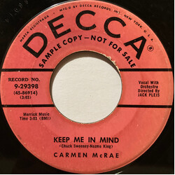 Carmen McRae Keep Me In Mind Vinyl 7" USED