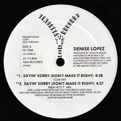 Denise Lopez Sayin' Sorry (Don't Make It Right) Vinyl 12" USED