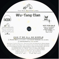 Wu-Tang Clan Can It Be All So Simple / Wu-Tang Clan Ain't Nuthing Ta F' Wit Vinyl 12" USED