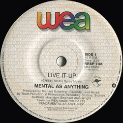 Mental As Anything Live It Up Vinyl 7" USED