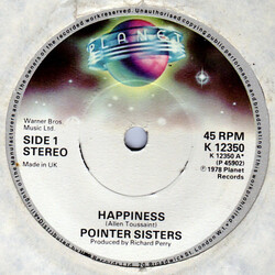 Pointer Sisters Happiness / Lay It On The Line Vinyl 7" USED