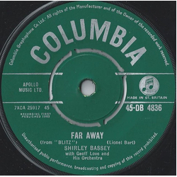 Shirley Bassey Far Away Vinyl 7" USED